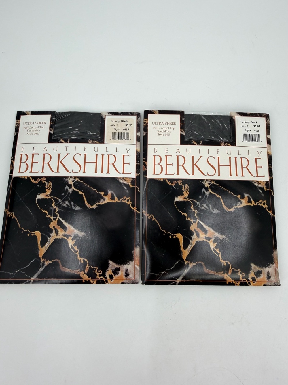 Beautifully Berkshire Pantyhose Sz 3 Ultra Sheer Control Top 2 Pr VTG Black 4415